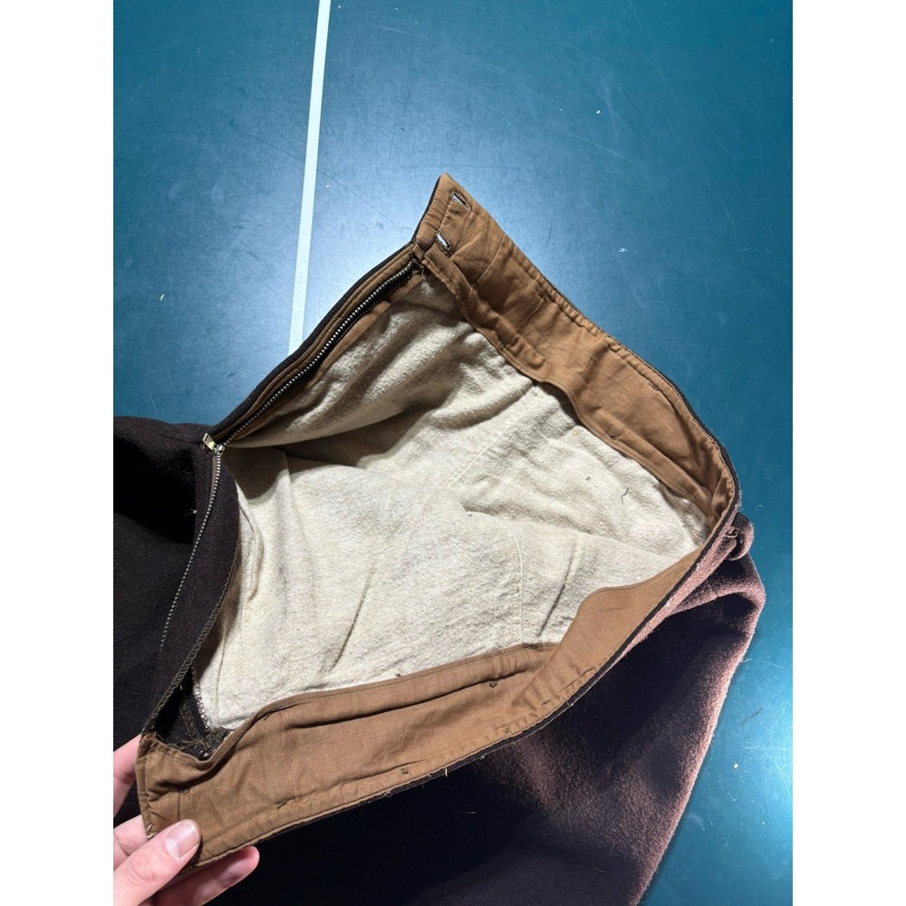 True Vintage 40s Wool Pants Size 28x28 Hunting Military Lined Talon Side Zipper - Picture 6 of 16